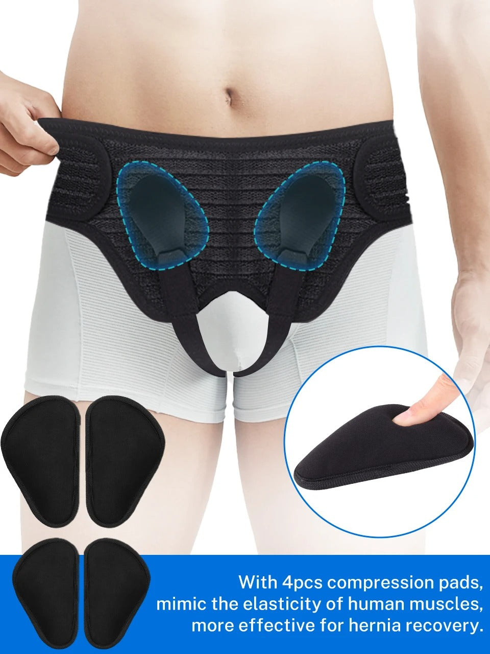 Lefeke Hernia Belt – Bilateral Double Inguinal Adjustable Support Truss for Men & Women with 2 Removable Compression Pads
