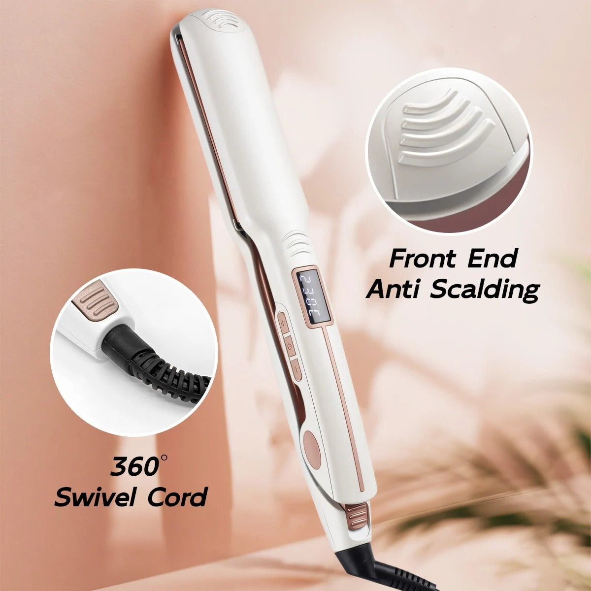 TQ-H2 Hair Straightener & Curler – Instant Heating with LCD Display, Infrared Hair Care for Dry & Wet Hair