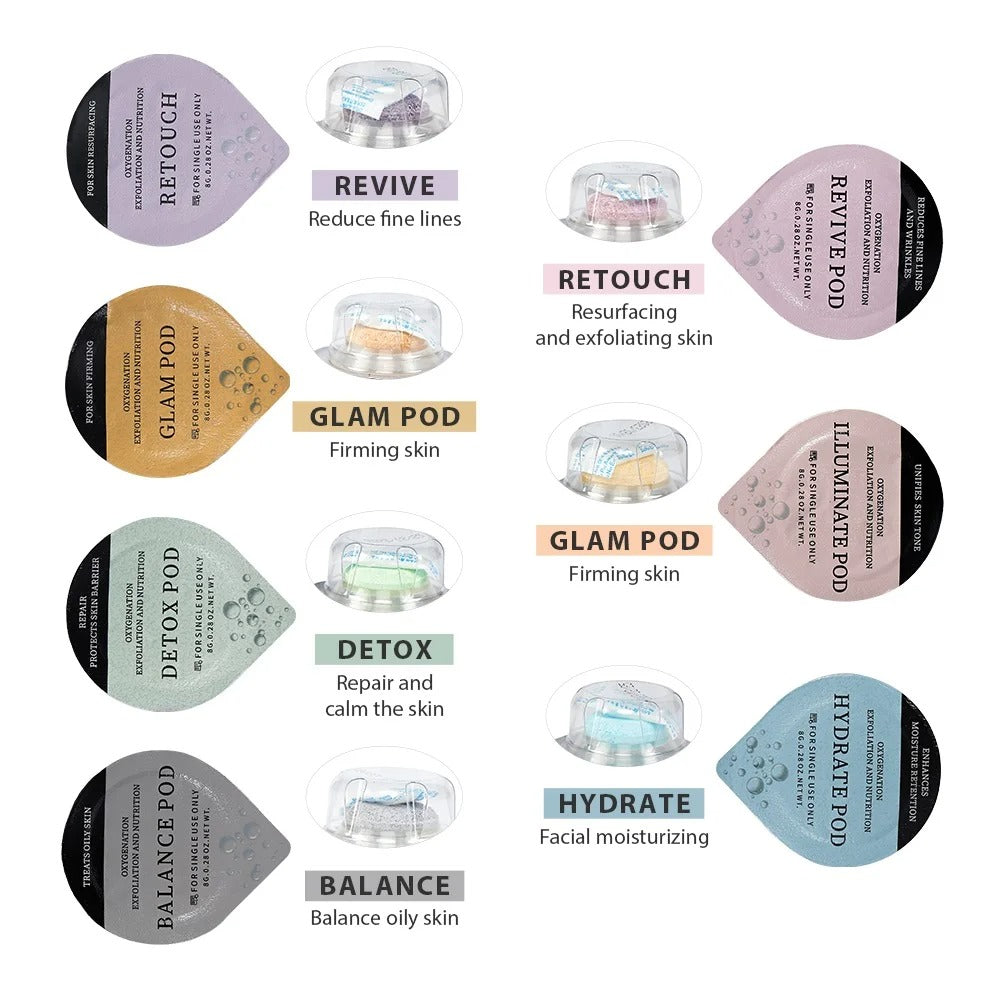 CO2 Pod Glam Pod – Bubble Facial Machine for Aqua Facial Skincare & CO2 Serum Gels for a Revitalized Glow