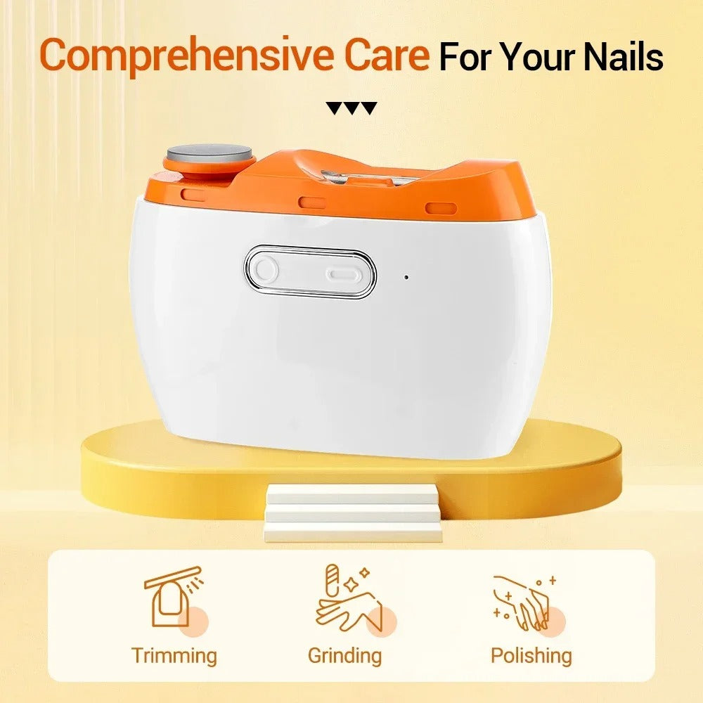2-in-1 Electric Nail Clipper & Automatic Nail Grinder – Multifunctional Electric Manicure Tool for Baby & Adult, Grinding & Polishing