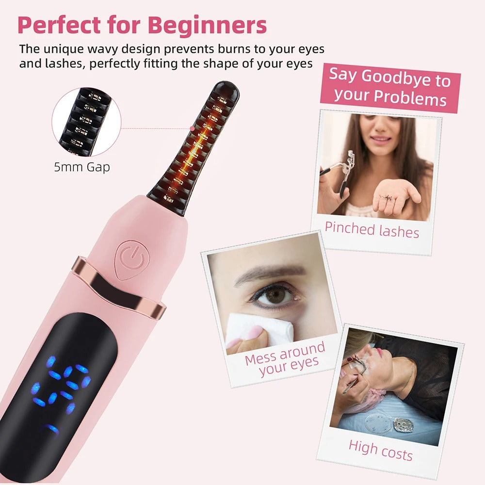 Electric Eyelash Curler – Long-lasting Curling Perm with Heating Eyelash Comb & Styling Makeup Tool