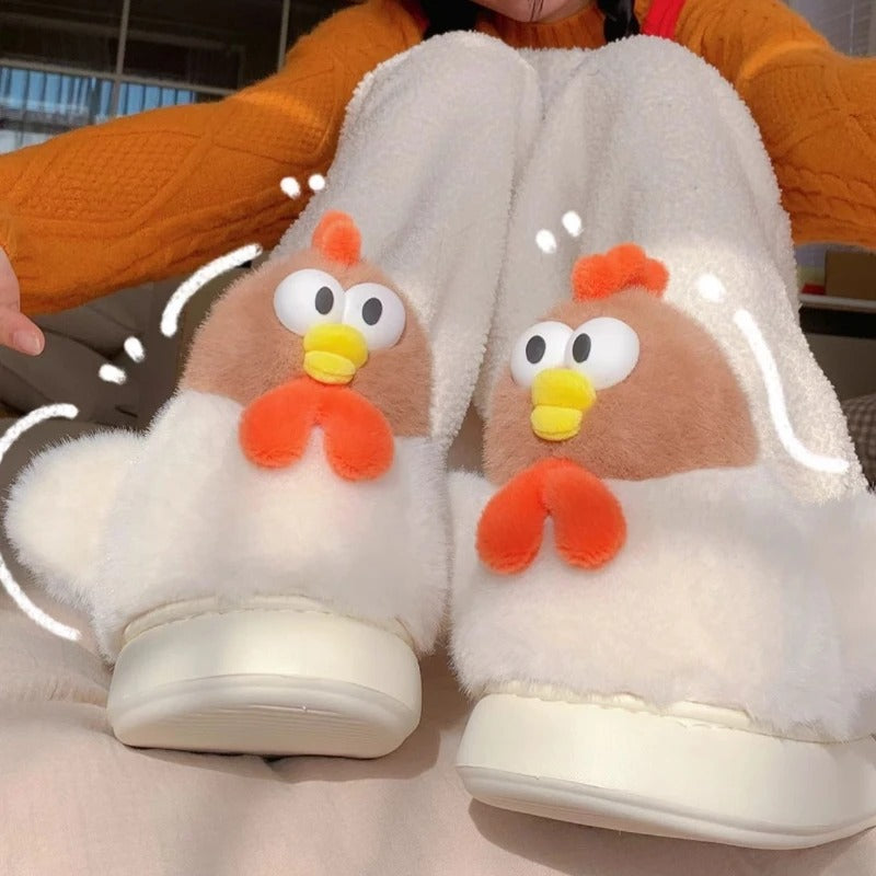 3D slippers -Fuzzy, Cozy, Plush, Character, 3D, Figural, Scuff