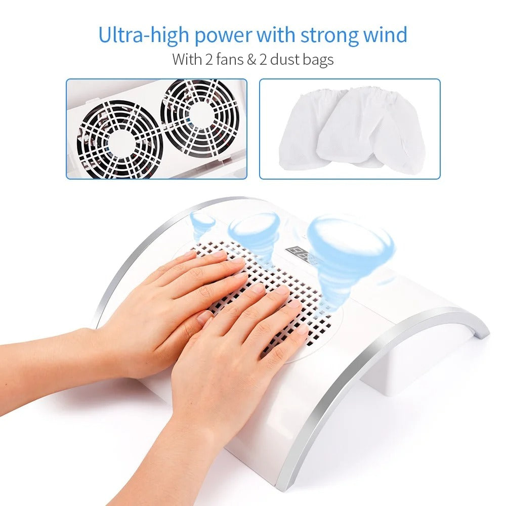 2-IN-1 Nail Dust Collector and Nail Drying Lamp – 80W Nail Dust Extractor & Gel Polish Dryer for Perfect Nails