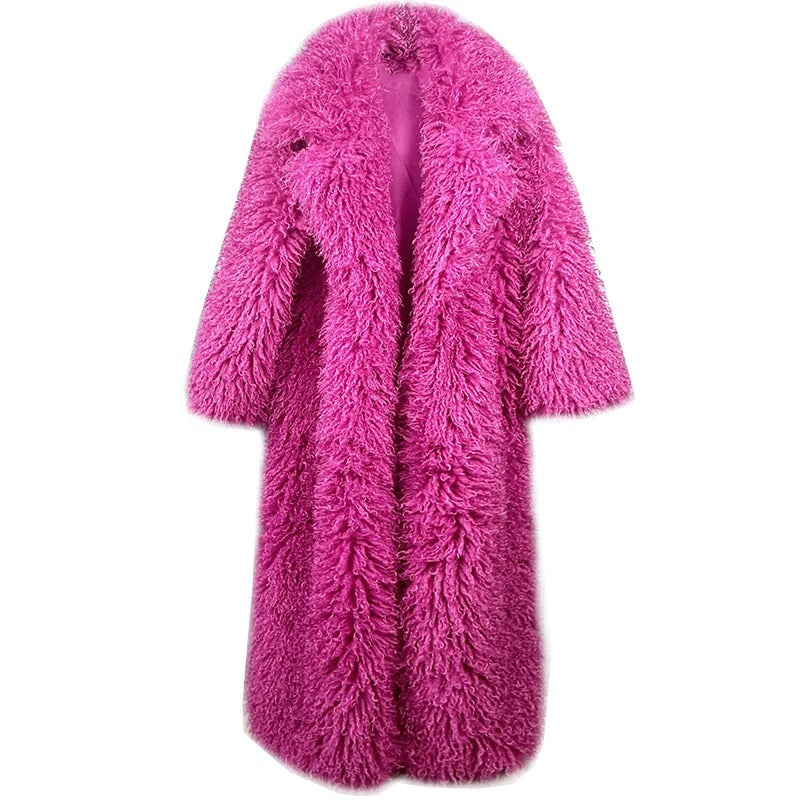 Autumn Winter Faux Fur Long Coat for Women