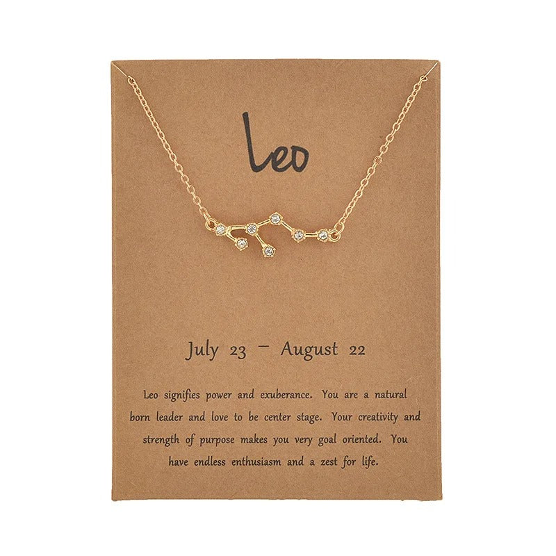 12 Zodiac Sign Pendant Necklace for Women