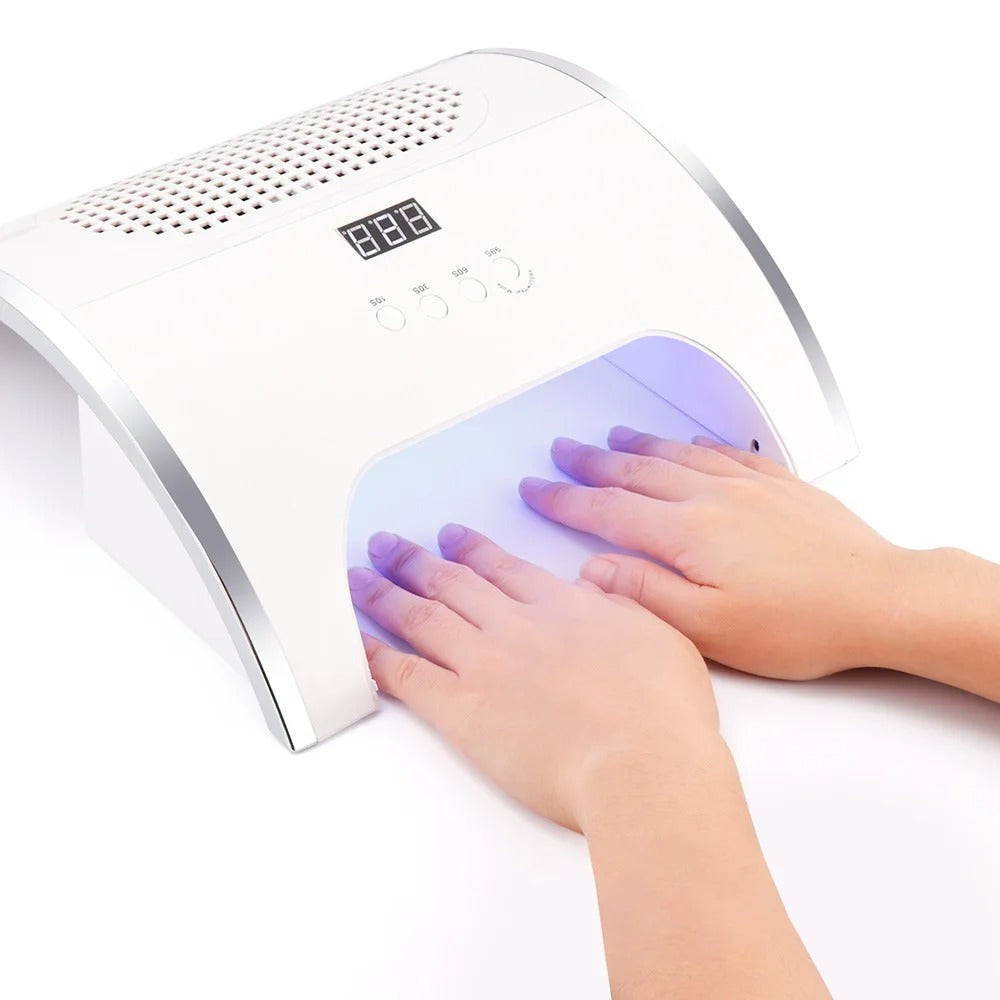 2-IN-1 Nail Dust Collector and Nail Drying Lamp – 80W Nail Dust Extractor & Gel Polish Dryer for Perfect Nails