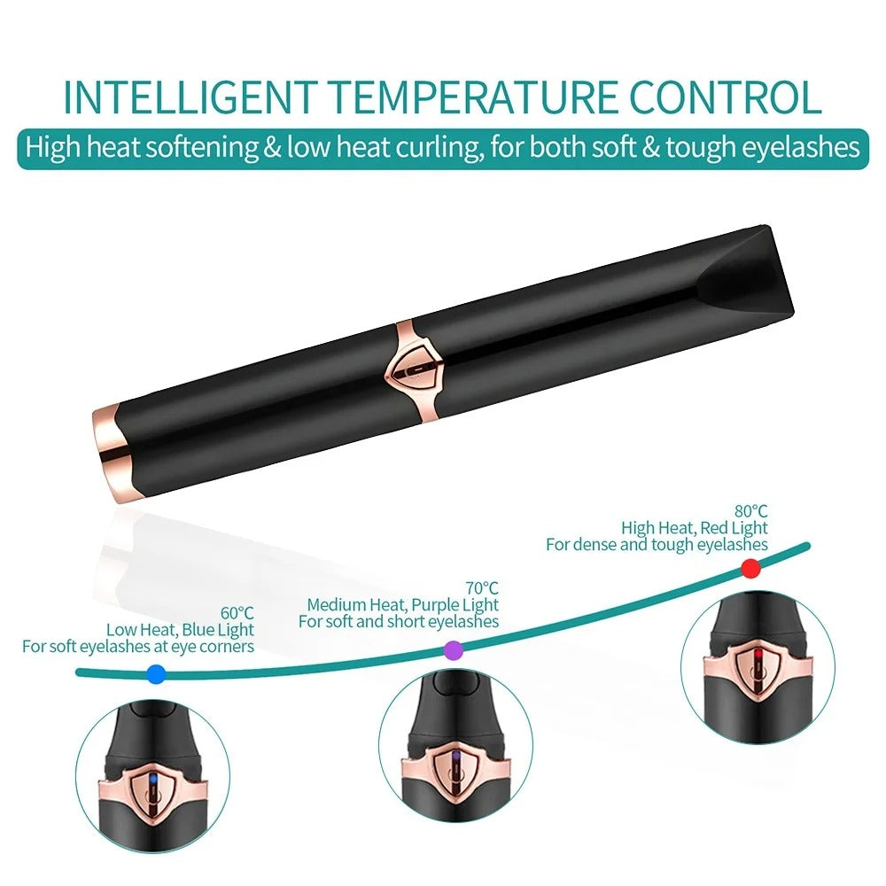 2-IN-1 Eyelash Curler Heating Styling Clip – 60s Long-Lasting Curling Lash Curler & Mascara Comb for Perfect Lashes