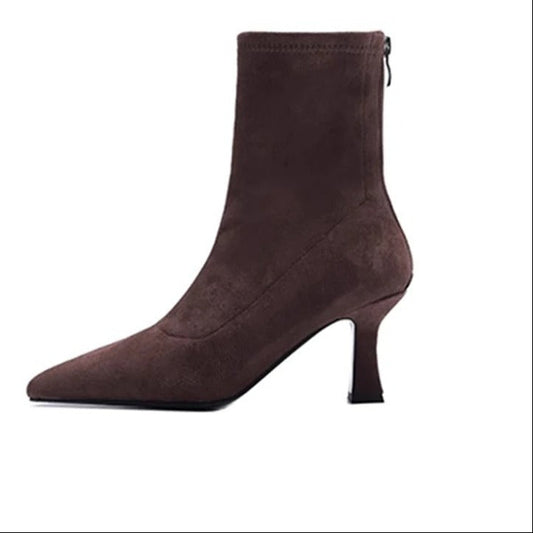 Vintage Pointed Toe Women’s Sock Ankle Boots – Autumn Heels
