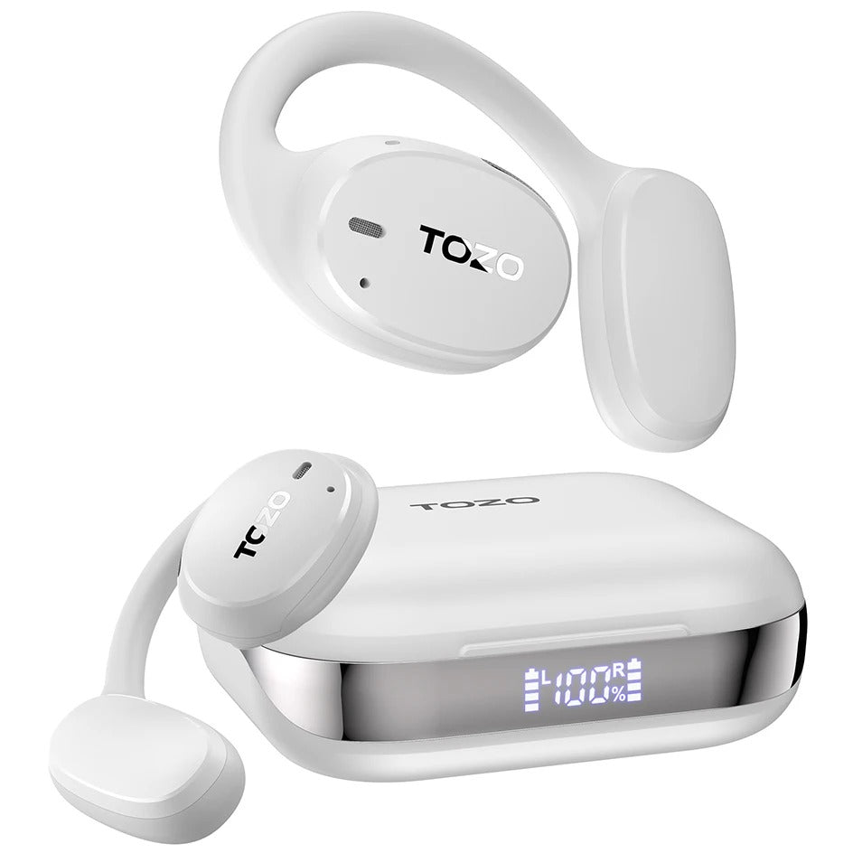 TOZO OpenEgo OWS Open Ear True Wireless Headphones – Bluetooth Earbuds with Earhooks, Digital Display & Dual Mic for Sport & Workout