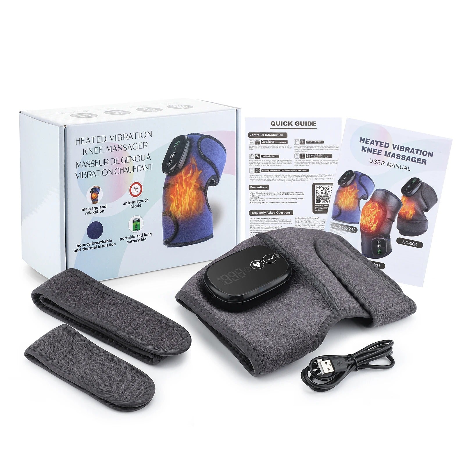 3-in-1 Electric Heated Knee, Elbow & Shoulder Massager – Thermal Vibration & Moisture Removal for Muscle Relaxation