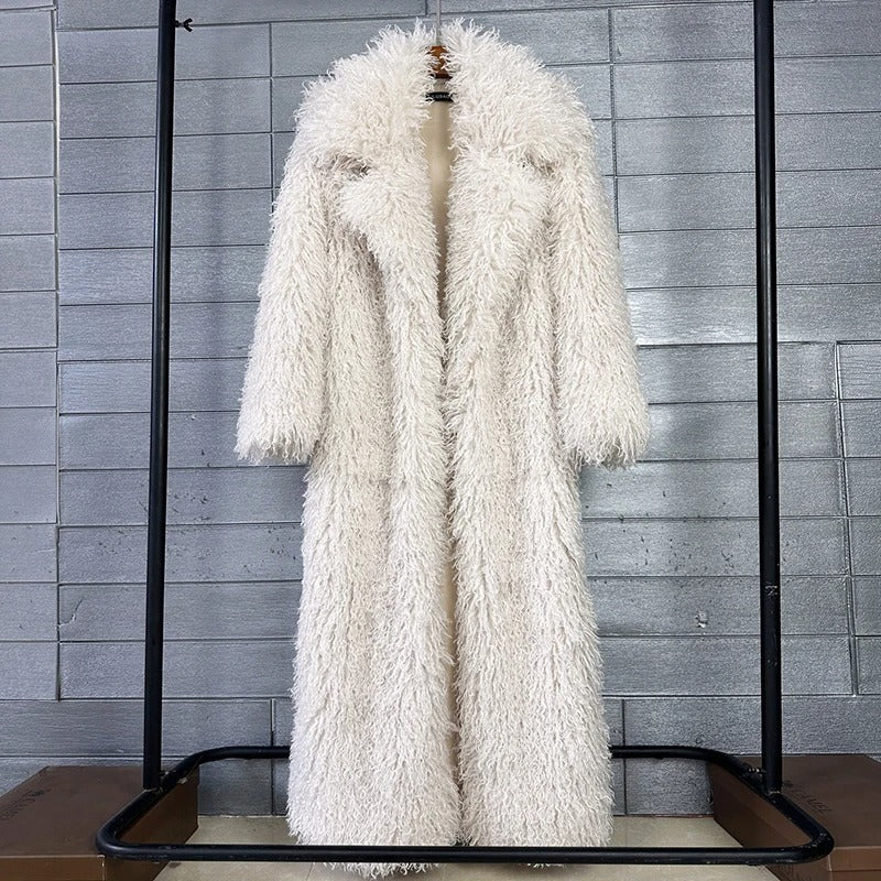 Autumn Winter Faux Fur Long Coat for Women