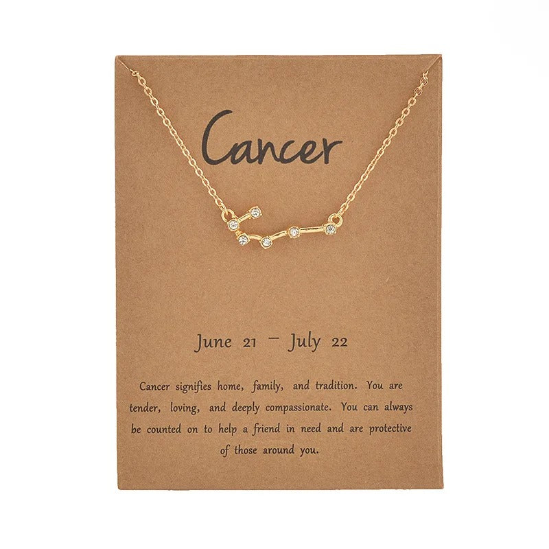 12 Zodiac Sign Pendant Necklace for Women