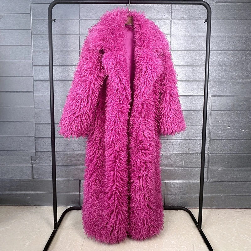 Autumn Winter Faux Fur Long Coat for Women
