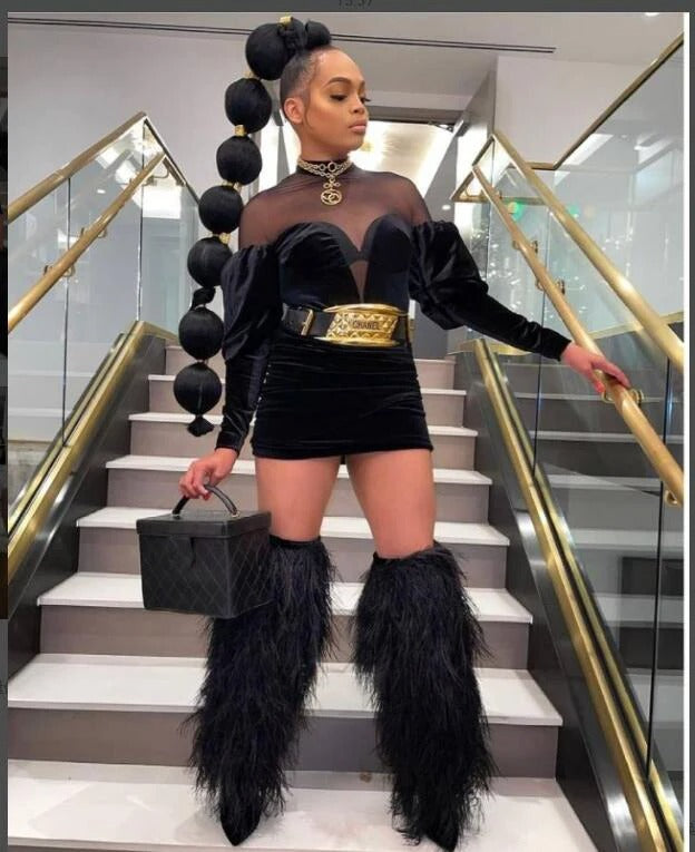 Winter Fur High Heel Boots – Stage & Fashion Long Boots