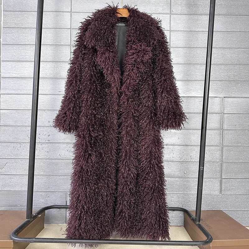 Autumn Winter Faux Fur Long Coat for Women